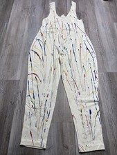 Vintage 90s Girls Colorful Paint Splatter Romper Size 12 Made in USA Sleeveless