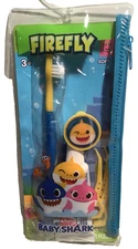 Baby Shark Oral Travel Care Set Toothbrush w/Suction Cup, Cap, Flossers + Bag 🦈