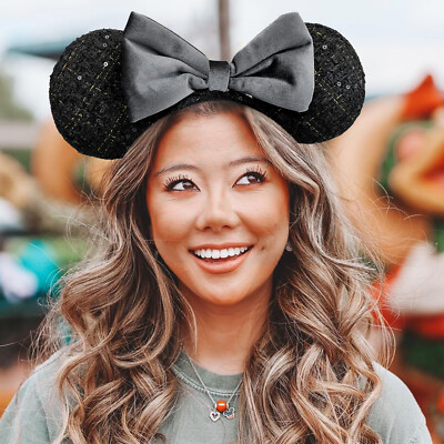 Japan Tokyo Disney`Resort Ears Ribbon Black HeadBand Minnie  display picture 2