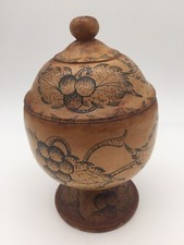 Covered Decorative Wooden Cup 4.5  Diameter X 7  Height Nice 