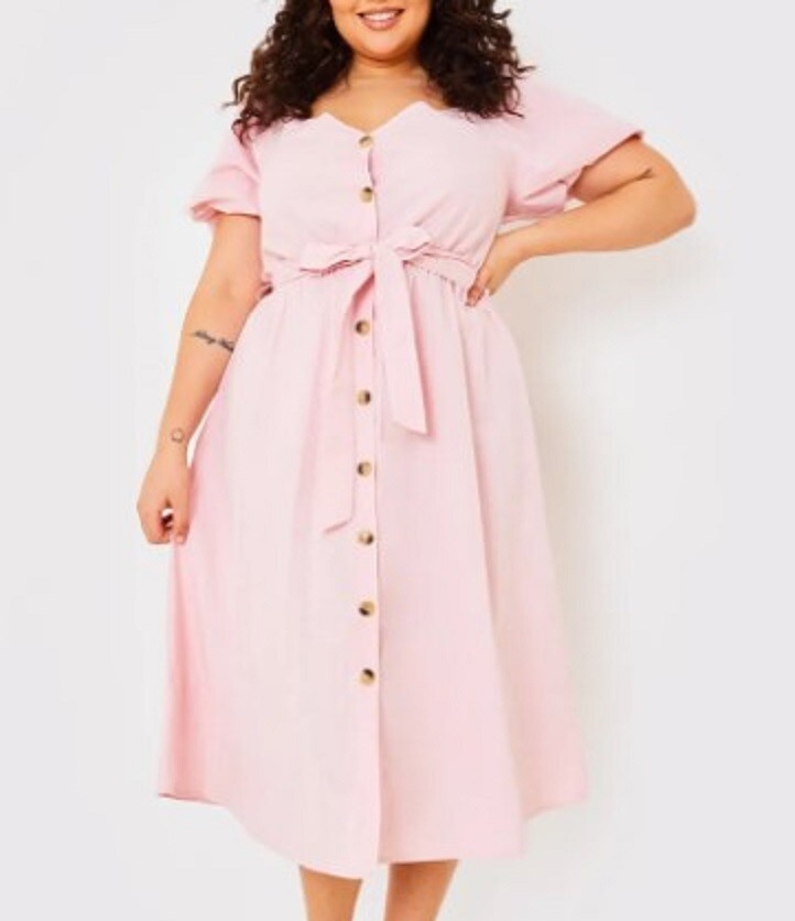 VESTIDO MIDI MUJER TALLA GRANDE 100% ALGODÓN CINTURÓN (TALLA UK20)