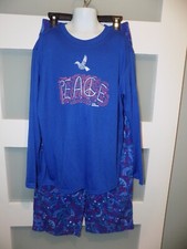 L.L. BEAN Blue Peace 2 PC Pajama Set Size M 10/12 Girl's