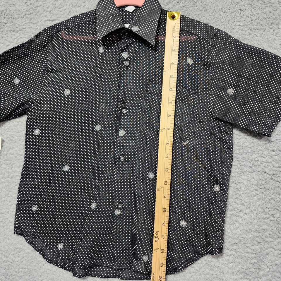 Camisa de vestir Versace negra con botones para niños pequeños talla 7 hecha en Italia nueva con etiquetas Foto 4 de 4