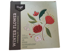 Craft Crush Winter Flower Embroidery Kit 7" Hoop Needles Thread Canvas Home Deco