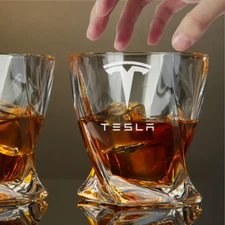 Custom Engraved Tesla Whiskey Glass – 10 oz Twisted Rocks Glass