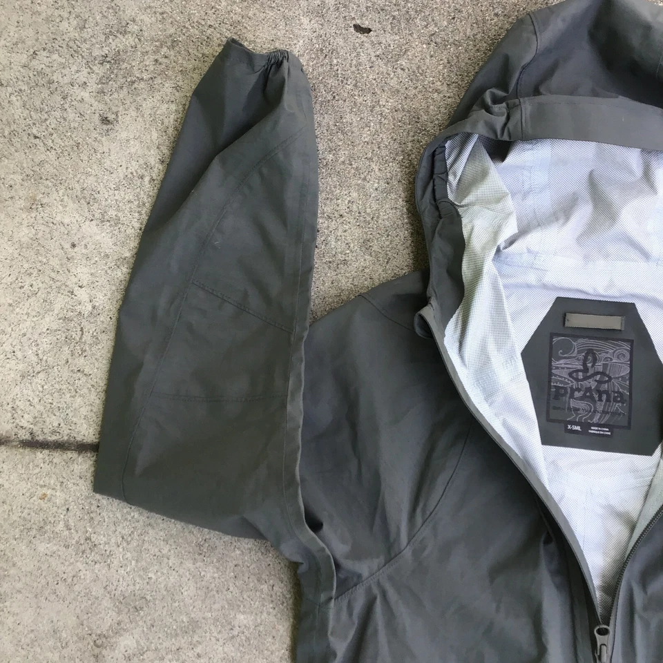 Chaqueta de lluvia larga verde Prana Southbounder XS con capucha y cremallera para mujer Foto 2 de 4