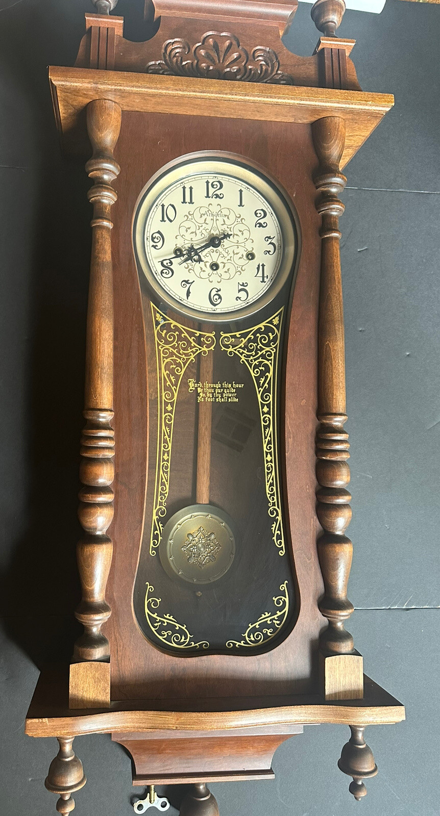 Ansonia Ezee-Set 725 Vienna Regulator Wall Clock Walnut Finish Works 48 ...