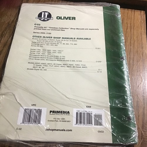 Oliver IT shop manual O-22 Covers 2050, And 2150 Tractors  - Picture 2 of 3