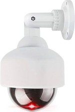 Dummy Fake Security Dome Camera with 1 Flashing Red LED Light Battery Powered