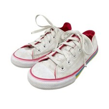 Converse All Star Youth White Stripe Sneakers Size 1