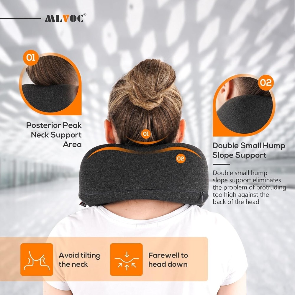 MLVOC 100% Memory Foam Travel Pillow Neck Support Breathable Bx11