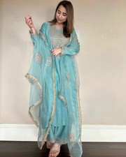 Exclusive Look Heavy Vichitra Silk Palazzo Suit With Dupatta For Women  Girls