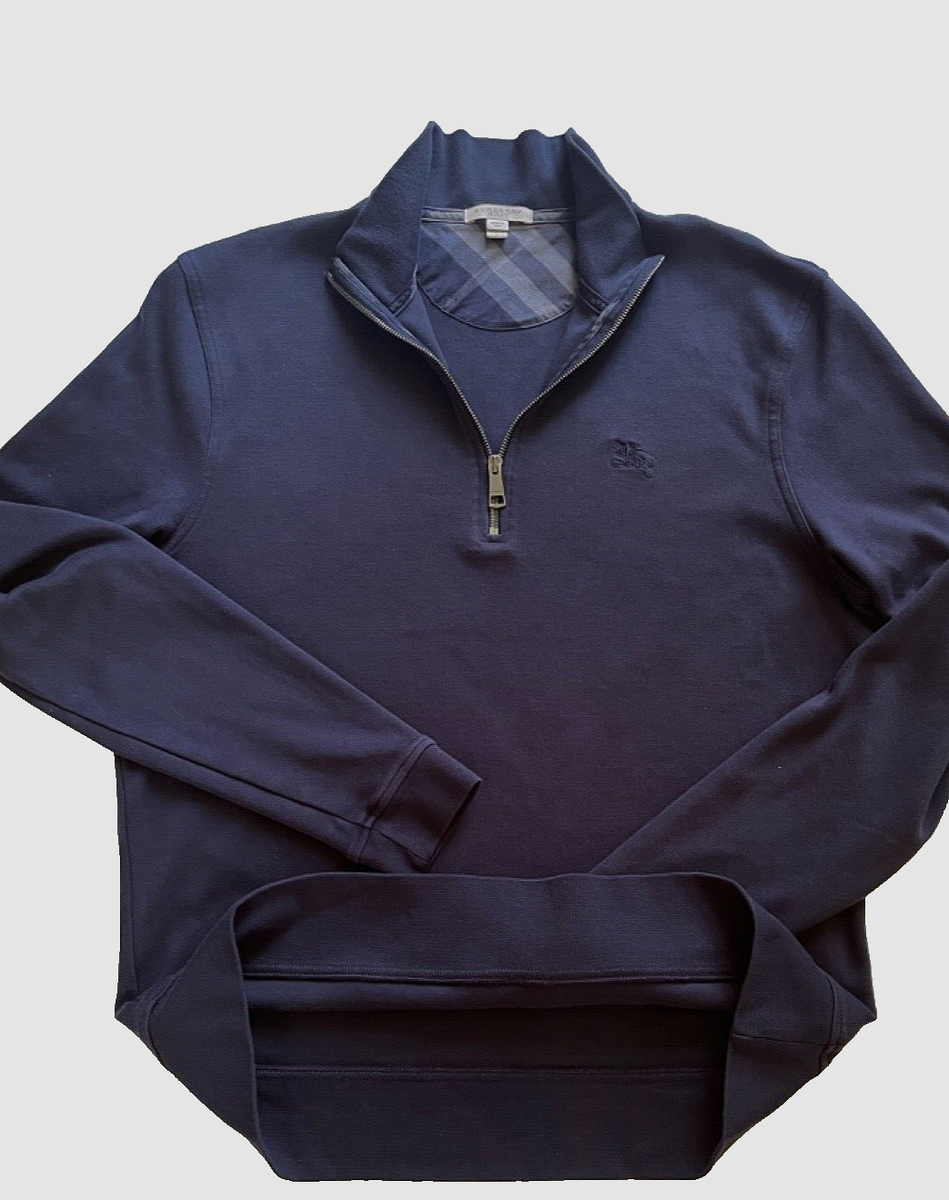 Burberry Brit Dark Blue Knit Sweater Quarter Zip Mock Neck Burberry Brit Dark Blue Knit Sweater Quarter Zip Mock Neck
