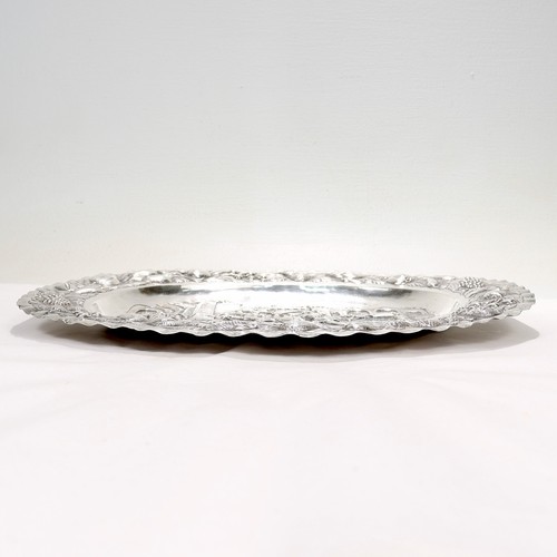 Antique German Renaissance Revival Solid 800 Silver Repousse Tray or Charger - Picture 10 of 14