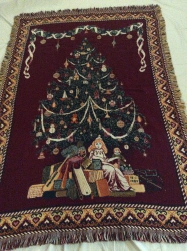 Goodwin Weavers Fringed Cotton Throw Christmas Tree Made USA 68"x46" - Picture 2 of 8