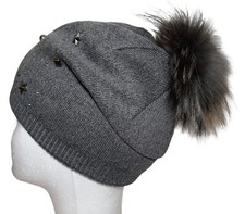 Cappello In Lana Con Pompon In Volpe Nero - Pellicceria Serra - Foto 3
