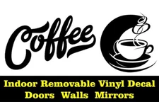 11" Coffee Wall Decal Walls Door Mirror Indoor Removable Matte Black Vinyl