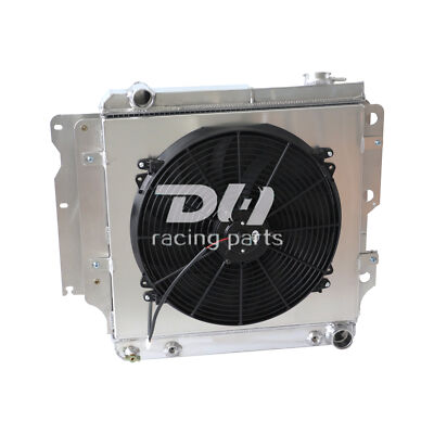 3Row Aluminum Radiator+16'' Slim Fan For 1987-06 04 Jeep Wrangler YJ Chevy V8 Eng