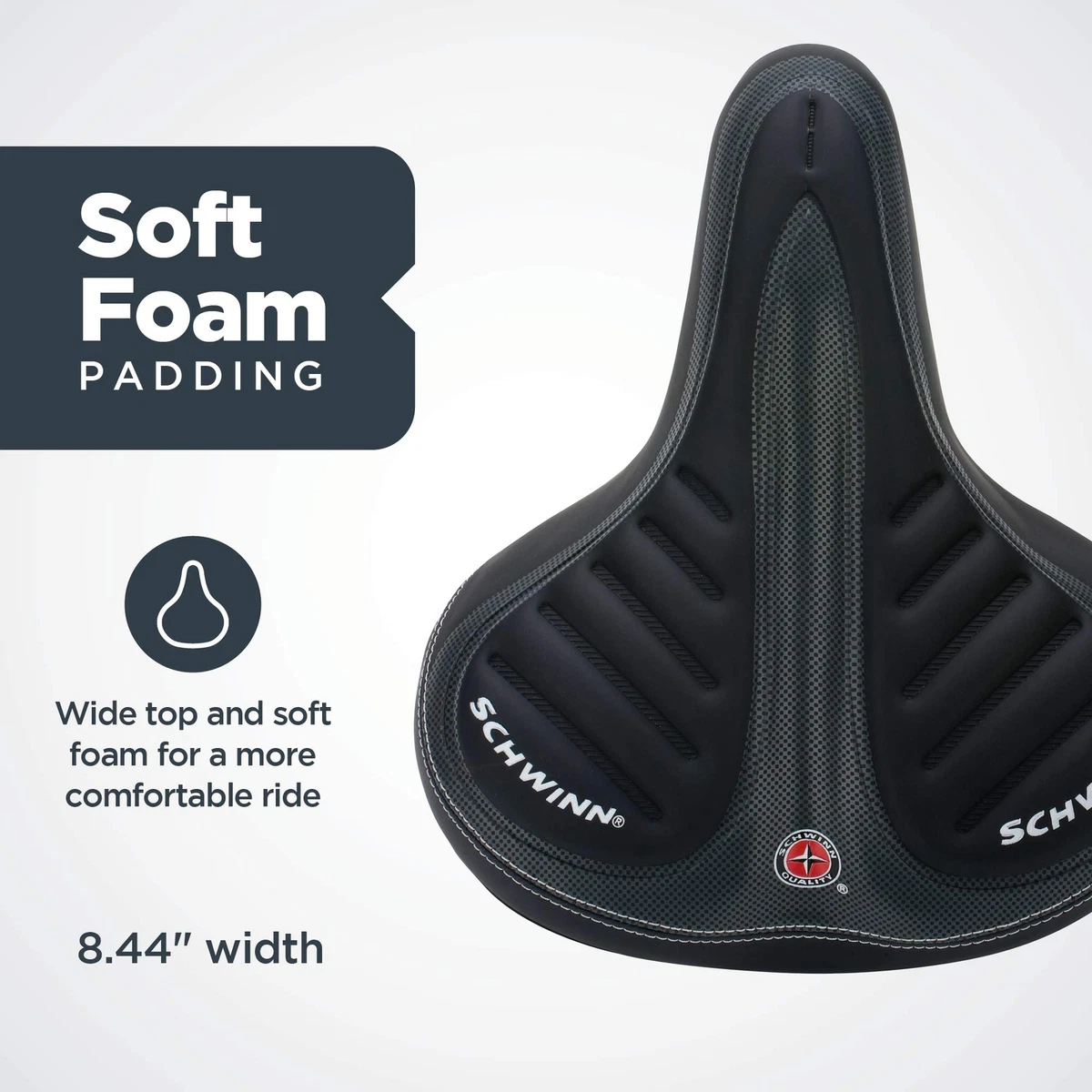 Schwinn Comfort Bike Seat Pillow Top Wide Saddle Black eBay