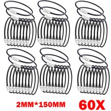 60x Black 2.0mm 150mm Wire Keychain Cable Metal Luggage Tag Loops Key Ring HOT