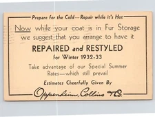 Oppenheim Collins & Co Fur Storage Pittsburgh PA Postcard 1932