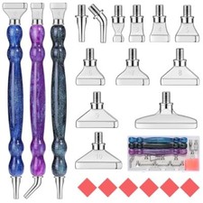 21Pcs Diamond Art Painting Pen Kit 3pcs Diamond Blue Purple Green-Sliver tips