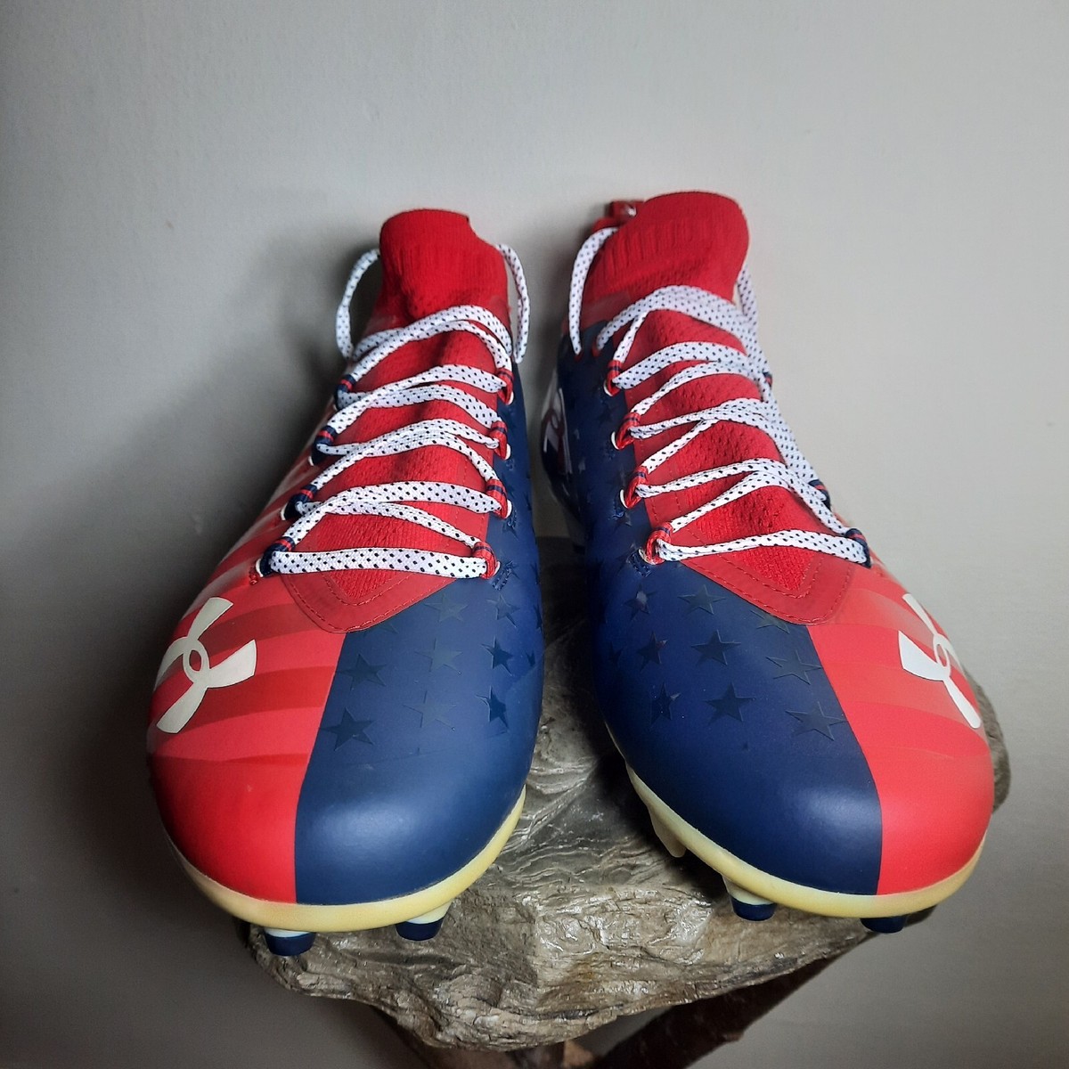 Under Armour Spotlight Lux Mens Football Cleats Size 14 Red Blue America Stars Under Armour Spotlight Suede Pro MC Football Cleats, M4.0/W5  main image 4