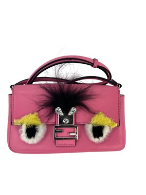 Fendi Monster Baguette Pink Leather Micro Crossbody Bag Ebay Live