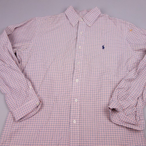 Vintage Ralph Lauren Button Up Shirt Medium Classic Fit Orange Plaid Cotton Mens - Picture 2 of 9