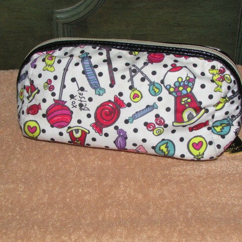 XOX BETSEY make-up pencil case cloth w/zipper black/white inside (E) - Picture 2 of 6