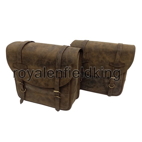 Royal Enfield NEW CLASSIC REBORN 350 "Leather Saddle Bags Dust Color & Mounting" - Picture 3 of 12