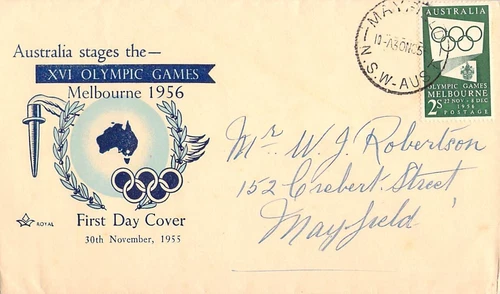 T0842 Australia 1955 Melbourne Olympics FDC Royal Cover