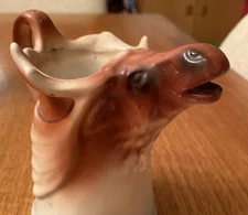 Vintage Czechoslovakian Elk Head Pitcher Creamer 1920s Brown Hunting Lodge