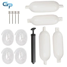 4 White 5.5" X 20" Ribbed Marine Boat Fender Vinyl Bumper Dock Shield Protection