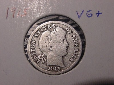 1915 BARBER DIME VG + ORIGINAL COIN POPULAR DATE PQ SHIPS FREE