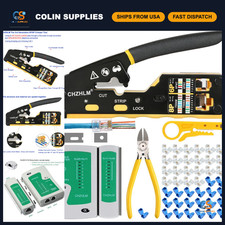 All-in-One RJ45 Crimping Tool Kit with 50 Connectors  Covers - Pass-Through Cri