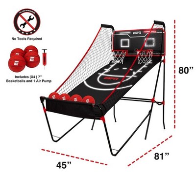 ESPN Indoor 2 Player Hoop Shooting Basketball Arcade Game with