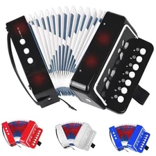 Kids Accordion,Toy Accordion for Kids Ages 3 5 9 7 10 12 Child 10 Keys Black