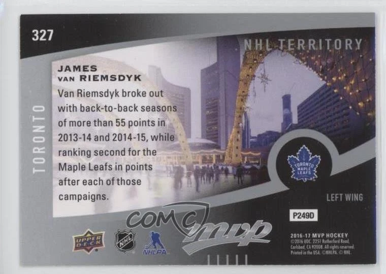 2016-17 Upper Deck MVP NHL Territory James van Riemsdyk #327 - Image 2 of 2