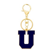 Initial Letter Keychain, Alphabet Letter A-Z Keyring, Blue U 
