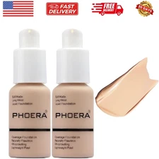 2 Pack PHOERA Foundation, Flawless Soft Matte 24HR Oil Control Full Coverage ...