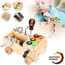 APOMOONS Montessori Spielzeug - Bagger Schraubbrett Holz Busy Board Motorik