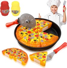 11 PCS Pizza Party Toy Play Set for Kids, Pizza Pie Pretend Play Food - Slice...