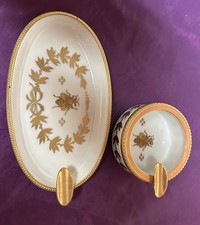 Pair Of French Bee Porcelain Ashtrays