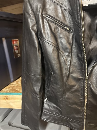 Wilsons Leather Maxima Women’s Size L Worn Black Leather Jacket Zipper LNC - Picture 4 of 6