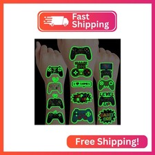 96 PCS Pre-Cut Game Luminous Glow in the dark Temporary Tattoos Stickers - Video