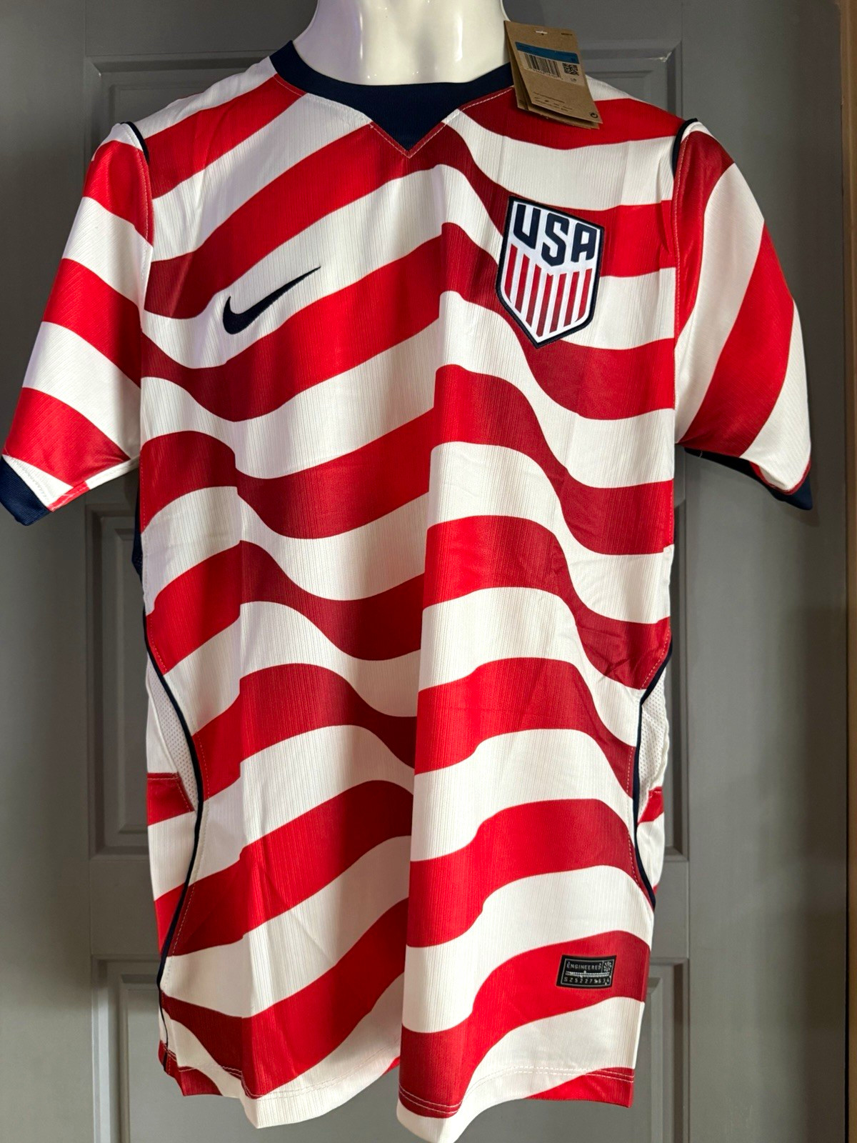 Nike USA Soccer Jersey Red White Stripe Design