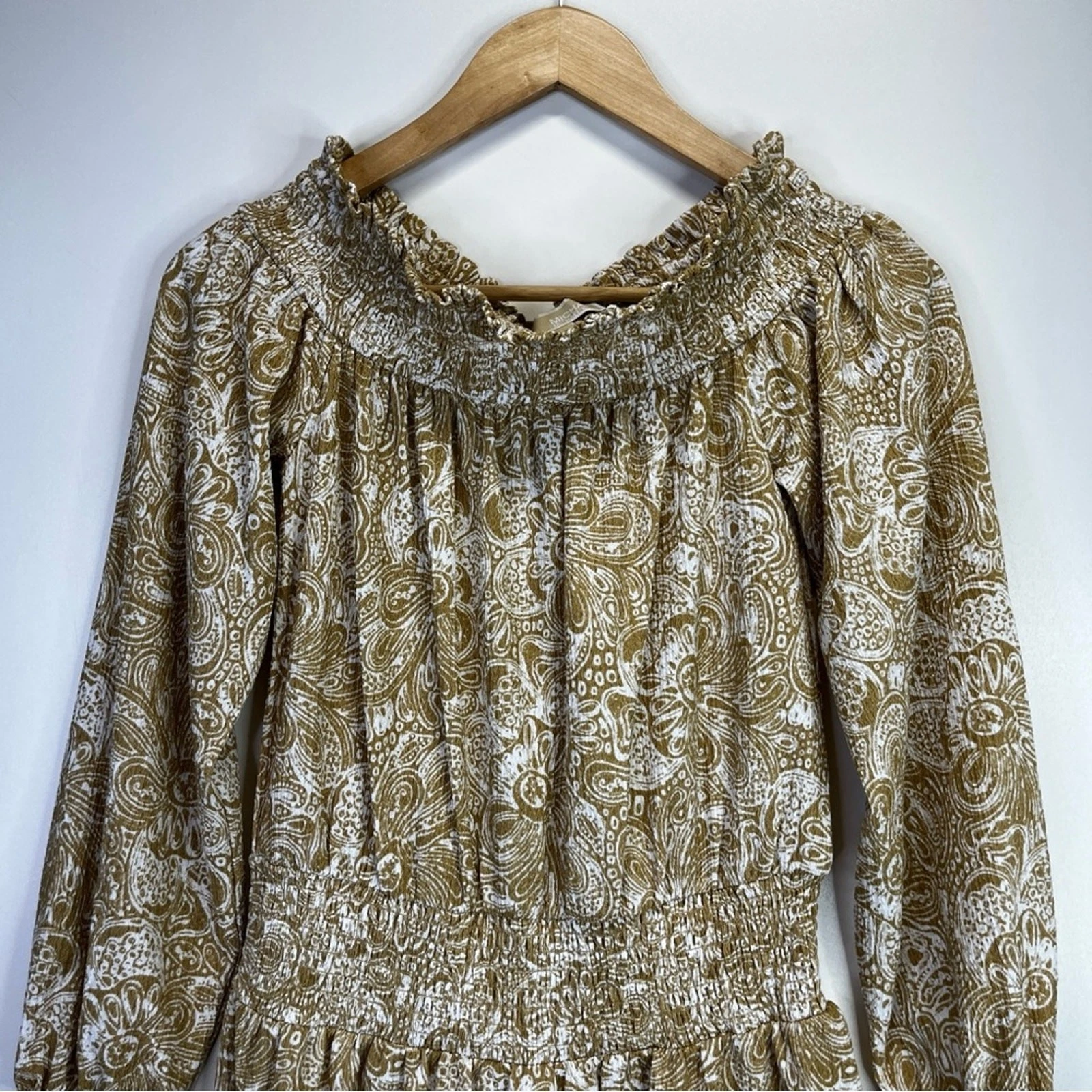 Michael Kors Daytime Paisley mini abito kaki nuovo con etichette vendita al dettaglio $140 S