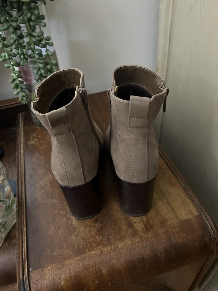 BAMBOO Botines Mujer 8M Tostado Imitación Cuero Cremallera Informal Botín Tacón Bloque Foto 3 de 4