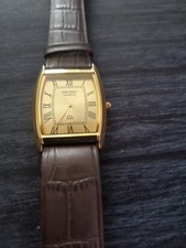 Very Cool Vintage Men Tank Barrel Roman Champaign Dial Watch New Mvt & Batt--